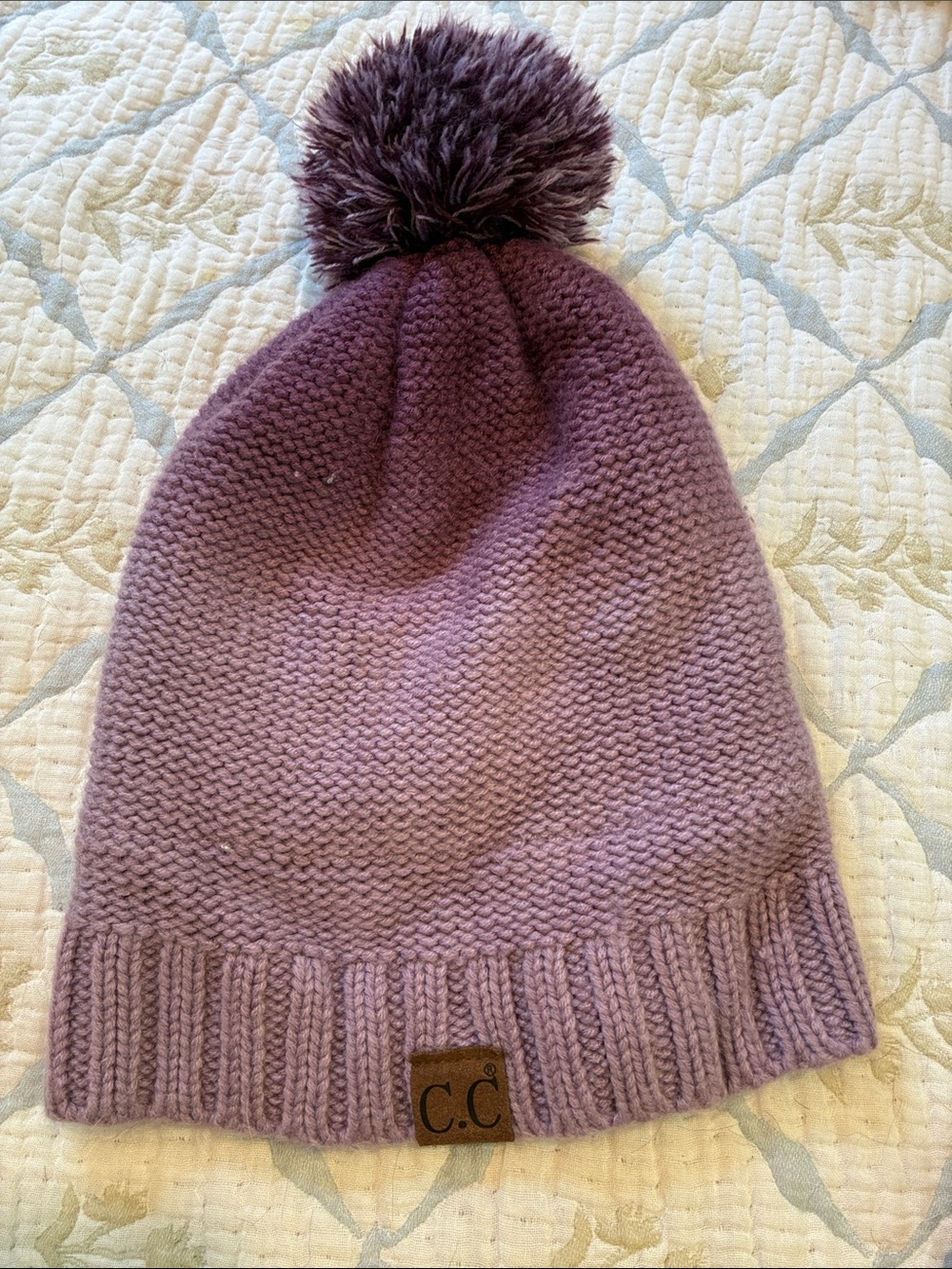 C.C Mauve Pom Pom Knit Beanie